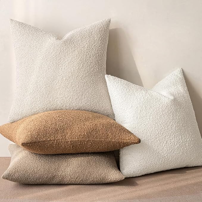 MIULEE Textured Boucle Throw Pillow Cover White Accent Solid Lumbar Christmas Pillow Case Decorative Soft Pack of 1 Couch Cushion Chair Sofa Bedroom Livingroom Home Decor,24x12 Inch