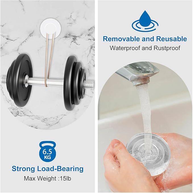 Suction Cup Hooks for Towels Robes, Heavy Duty Bathroom Shower Hooks Stainless Steel, No Drill on Smooth Wall,Glass,Mirror, Tile in Bedroom Kitchen to Hang Swimsuit Washcloths (4, White)