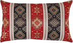 Tapestry Gobelin Red-Black 12"x20" Lumbar Pillow Cover Sham Ethnic Kilim Aztec Pattern Throw Decorative for Home Decor, Sofa, Couch, Porch, Patio, Veranda