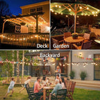 SUNTHIN Solar String Lights, 200ft(2x100ft) Solar Patio Lights with 48 Shatterproof G40 LED Bulbs, Waterproof Solar Powered Outdoor Lights for Backyard, Garden, Deck, Porch, Pergola, Pool, Camping