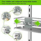 Orimade Adjustable Hanging Over the Shower Door Caddy with Hooks, Bathroom Organizer Shelf Storage Rack,No Drilling Rustproof Basket for Inside Shower, Sliver 3 Tier