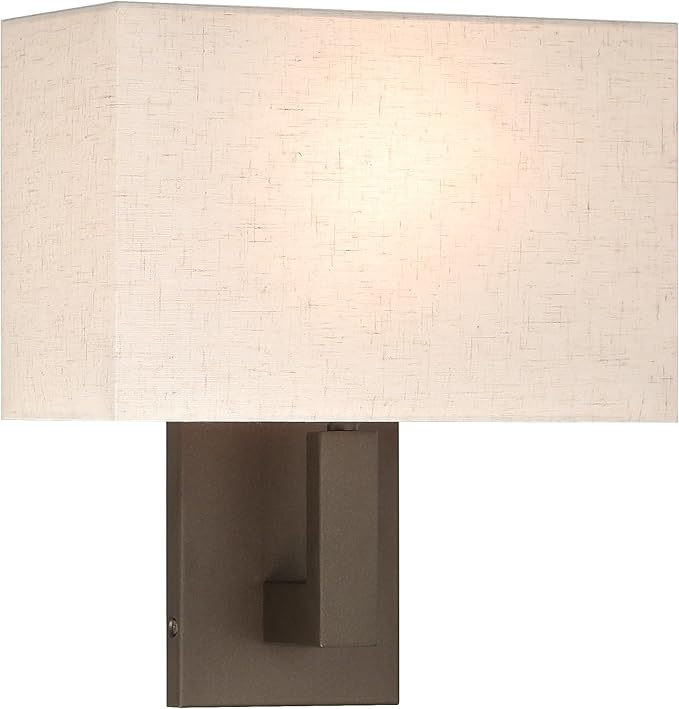 XiNBEi Lighting Bedside Wall Lamp, Single Wall Sconce Lighting with Fabric Shade Dark Bronze Reading Wall Mounted Light for Bedroom Living Room XB-W1289-DB