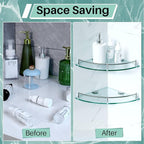 Crowye 2 Pcs Corner Shower Shelf 2-tier Glass Corner Shelf Stainless Steel Wall Mounted Bathroom Organizer for Storing Shower Gel Shampoo Brush, 9.25 Inches