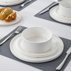 24 Pcs Porcelain Dinnerware Set for 8, White Chip and Scratch Resistant Dinner Set, Kitchen Plates and Bowls Set - Dishwasher & Microwave Safe Dinging Dishes Set, QOMO-1996