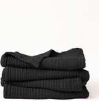Muslin Hand Towel Pack of 4 18"x34" Inch Large Size - 100% Turkish Cotton, Thin, Soft, Quick-Dry, Lint-Free, Hand Towels (Black, Pack of 4 Hand Towels)