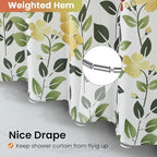 Extra Long Fabric Shower Curtain, Yellow Orange Green Floral Flower Shower Curtains for Bathroom, Waterproof Bathroom Curtains, 72" W x 84" H