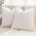 Cream White Decorative Throw Pillow Covers 26x26 Inch Set of 2 Cozy Soild Chenille Cushion Cases Soft Textured Square Couch Pillows Cover Boho Accent Farmhouse Pillowcases for Sofa Bed