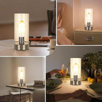 Bedside Nightstand Lampfor Bedroom Living Room, Modern Table Lamp Desk Lamp with Glass Lamp Shape, 2700K 6W Glass Bulb Included(Bronze).