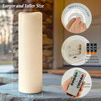 4" x 14" Large Waterproof Outdoor Flameless Candles Battery Operated LED Flickering Pillar Candles with Remote and Timer for Indoor Outdoor Lanterns, Off White, Long Lasting, Set of 2