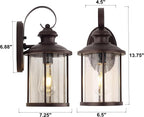 MICSIU Oil Rubbed Bronze Outdoor Wall Light Fixtures, Clear Seedy Glass Exterior Porch Sconces Wall Mounted Lighting, 13.75 Inch Exterior Light for House, Entryway, Doorway, Pathway