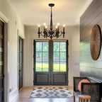 Farmhouse Chandelier, 6-Light Black Chandeliers for Dining Room Light Fixture Iron Metal Hanging Pendant Light, French Country Chandelier for Bedroom Kitchen Island Living Room UL-Listed