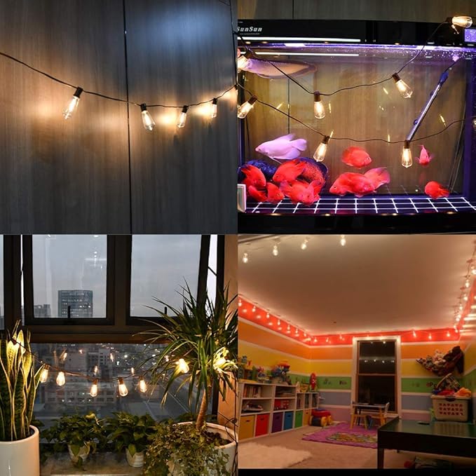 Outdoor LED String Lights 20Ft ST40 Outdoor Patio String Lights with 22 Shatterproof Edison Style LED Bulbs, Hanging Backyard Lights Waterproof UL Listed for Garden Bistro Porch Wedding Decor-Black