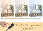 Mid Century Gold Globe Table Lamp 3-Light Flower Curve Beside Desk Table Light with Milk White Glass Shade Metal Base Nightstand Lamp for Bedroom Bedside