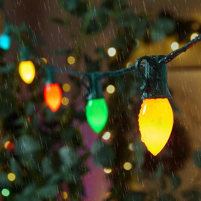 C7 Multicolor Christmas String Lights - 25ft Vintage Christmas Tree Lights, Outdoor Roofline String Lights with 25 Bulbs for Patio Garden Holiday Indoor Home Xmas Decoration