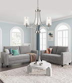 BOZO 3 Light Modern Chandelier Brushed Nickel Pendant Lighting Clear Glass Shades Contemporary Ceiling Light Fixtures for Dining Room Kitchen Living Room