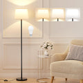 Floor Lamps for Living Room - 3 Color Temperatures Standing Lamp with White Shade, Modern Floor Lamp with LED Bulbs, Black Tall Lamp for Bedroom Office(9W Bulb Included)