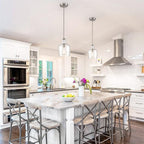 Modern Farmhouse Pendant Lighting for Kitchen Island Glass Pendant Light Brushed Nickel, 1-Light