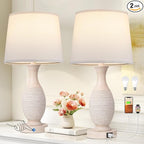 Seealle 22.2" Bedside Lamps Set of 2 with USB C+A - Dimmable Touch Lamps for Night Stands Bedroom Living Room End Table(Bulbs Included)