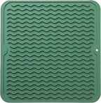 Silicone Dish Drying Mat for Multiple Usage,Easy clean,Eco-friendly,Heat-resistant Silicone Mat for Kitchen Counter or Sink,Refrigerator or Drawer liner Green M 12 inches x 12 inches