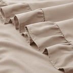 KKJIAF Ruffle Pillow Cases 24x24 Inches, Khaki Square Ruffled Pillow Covers Set of 2, Microfiber Wrinkle Resistant Pillow Shams with Envelope Closure for Sofa Bed Living Room