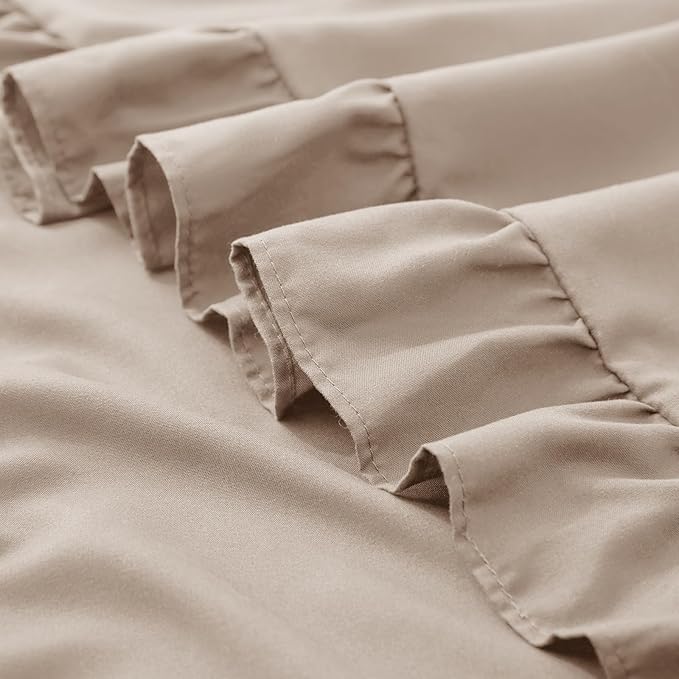 KKJIAF Ruffle Pillow Cases 24x24 Inches, Khaki Square Ruffled Pillow Covers Set of 2, Microfiber Wrinkle Resistant Pillow Shams with Envelope Closure for Sofa Bed Living Room