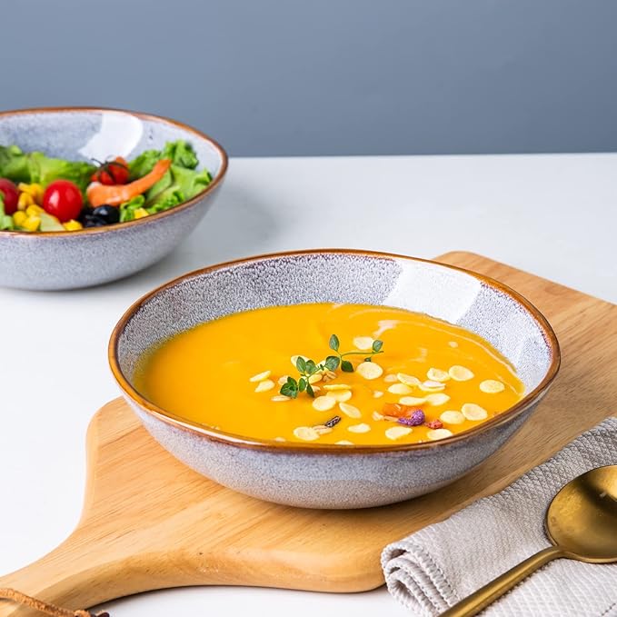 AmorArc Ceramic Dinnerware Sets,Handmade Reactive Glaze Stoneware Plates and Bowls Sets,Highly Chip and Crack Resistant Dishware | Dishwasher & Microwave Safe Dishes, Service for 4 (12pc)
