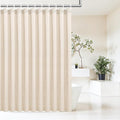 Extra Long Natural Linen Textured Shower Curtain Set with Hooks, Beige Boho Farmhouse Bath Shower Curtains for Bathroom Neutral Cloth, Hotel Luxury, Weighted, 72W x 84L, Cream
