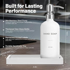 White Soap Dispenser for Kitchen Sink, Dish and Hand Soap Dispenser with Silver Stainless Steel Pump, Perfect for Kitchen Decor and Accessories. (Silver & White)