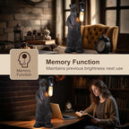 Scenekoy Bear Table Lamp for Living Room Bedroom, Memory Function, 3 Way Cycling Dimming, Resin Gothic Style Bedside Nightstand Lamps, Rustic Night Light Home Room Decor (Bulb Included)