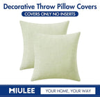 MIULEE Pack of 2 Spring Light Green Couch Throw Pillow Covers 18x18 Inch Soft Chenille Pillow Covers for Sofa Living Room Solid Dyed Pillow Cases