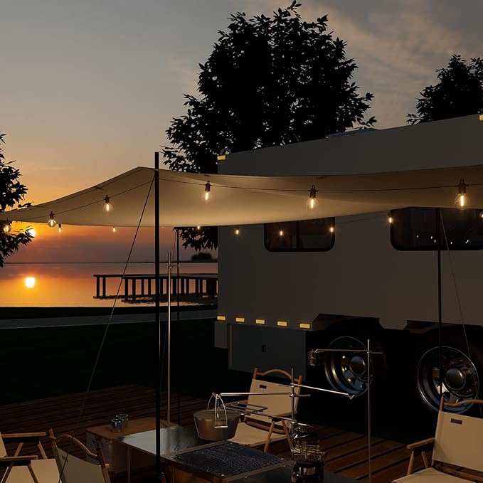 Outdoor String Lights 50ft,Led Patio Globe Lights with 27pcs Plastic Bulbs,Waterproof,Shatterproof,G40 Outdoor String Lights,34 Connectable Hanging for Backyard, Bistro, Porch, Deck, Balcony,Tent