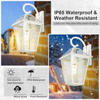 Outdoor Light Fixtures Wall Mount, Waterproof Exterior Wall Lanterns with Glass, Outside Wall Sconces, Front Porch Lights for House Garage Doorway Patio (White, Clear Glass)