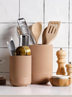 LE TAUCI Utensil Holder, 7.3"+5.4" Ceramic Kitchen Utensil Holder for Countertop, Large Cooking Utensil Crocks for Kitchen Counter, Modern Utensil Organizer for Spatula, Set of 2, Dusty Pink