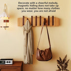 Wall Mounted Piano Key Hanger | Flip Style Hook | Entrance Wall Art Hook, Made of Oak Wood (3 Times Painted, 4 Times Polished) (Walnut-Beech, 8Hooks)