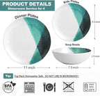 Melamine Plates and Bowls Set - 12pcs Dinnerware Dishes Set for 4, Dinner Plates for Indoor and Outdoor Use, Lightweight Break-resistant, Green & White