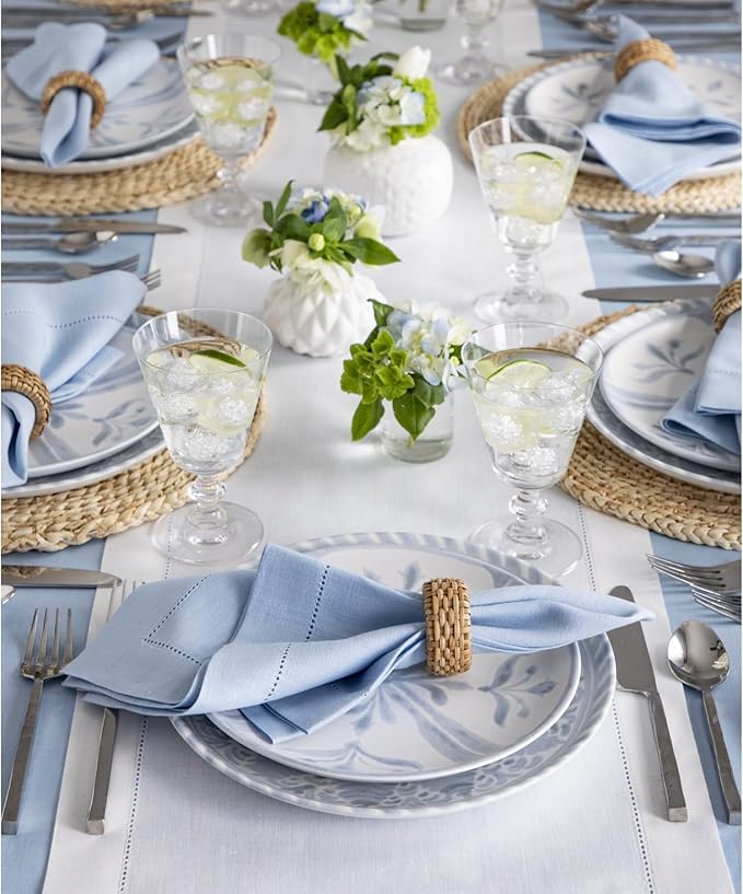 Solino Home Linen White Table Runner 120 Inches Long - 100% Pure Linen Hemstitch 14 x 120 Inch Table Runner for Dining, Fall, Autumn, Halloween, Thanksgiving, Holiday - Classic Hemstitch