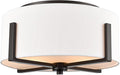 Flush Mount Ceiling Light Fixture with Linen Shade Oil Rubbed Bronze 2- Light Drum Ceiling Light Modern Light Fixture for Bedroom Living Room Kitchen