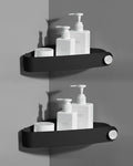 Sotfamily Shower Caddy Corner, 2 Pack Adhesive Corner Shower Shelves for Bathroom Organizers and Storage, Rust Free Plastic Rack for Bathroom Accessories & Decor, Black