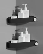 Sotfamily Shower Caddy Corner, 2 Pack Adhesive Corner Shower Shelves for Bathroom Organizers and Storage, Rust Free Plastic Rack for Bathroom Accessories & Decor, Black