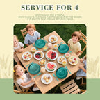 Wrova Wheat Straw Dinnerware Sets of 20,Dishwasher Safe Kitchen Plates and Bowls Sets,Camping Dishes Sets Contains Dinner Plates,Cereal Bowls,Drinking Cups and Flatware.(Green)