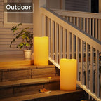 Outdoor Flameless Candles Waterproof: 6" x 12" Extra Large LED Battery Operated Flickering Pillar Candles with Timer Remote Control Fake Tall Plastic Electric Candles for Porch Laterns Patio