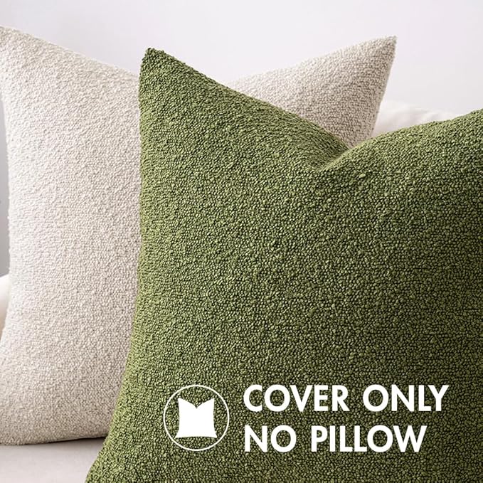 MIULEE Textured Boucle Throw Pillow Cover Beige Boho Accent Solid Eruo Sham Pillow Case Decorative Soft Pack of 1 Couch Cushion Chair Sofa Bedroom Livingroom Home Decor,24x24 Inch