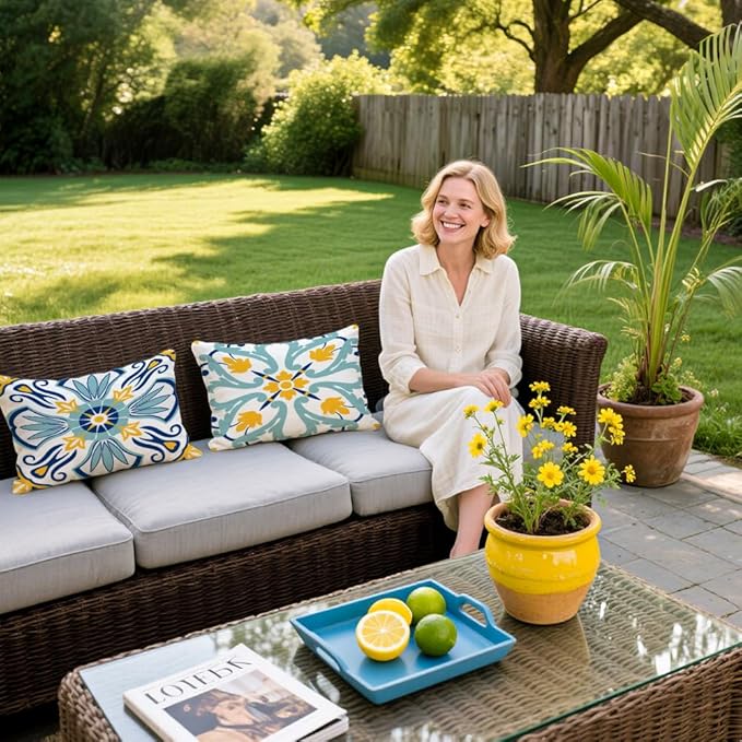 Cirzone Outdoor Pillow Covers Set of 4 Geometric Patterns Waterproof Throw Pillow Covers 12x20 inch Boho Decorations for Funiture Patio Garden Home