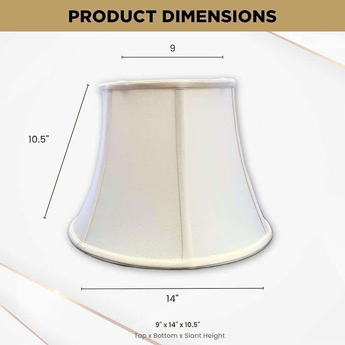 Royal Designs, Inc. BSO-708-14LNEG Modified Bell Basic Lamp Shade, 9 x 14 x 10.5, Linen Eggshell