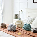 Sioloc Soft Knot Ball Pillows,Round Throw Pillow Cushion Home Decoration Plush Pillow,Throw Knotted Pillow Handmade Round Plush Pillow（13.7inches,Brown）
