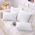 Simmore Decorative Fall Throw Pillow Cover 16x16 Set of 2, Soft Natural Plush Flannel Double-Sided Fluffy Couch Pillow Covers for Sofa Living Room, White