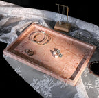 Real Luxurious Natural Marble Vanity Tray Genuine Marble Storage Tray for Home Decor Stone Tray for Bathroom/Kitchen/Vanity/Dresser Non-Resin/Non-Ceramic/Cream Rose