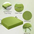 idee-home Outdoor Chair Cushions Set of 2, Thick 19" x 19" x 3" Outdoor Seat Cushions Patio Furniture Waterproof with Ties, Dining Pads