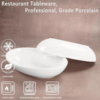 insongdafa Ceramic Serving Plate 27 oz, Set of 4 Oval Salad Plate, Entertaining Modern Kitchen Dishes, for Dinner, Fruit, Salad, Pasta- Microwave, Oven & Dishwasher Safe, 10.6 Inch Oval deep Plate
