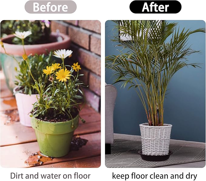 TITE 3 Pack Plant Saucer Heavy Duty Sturdy Drip Trays for Indoor and Outdoor (10 Inch, Black)